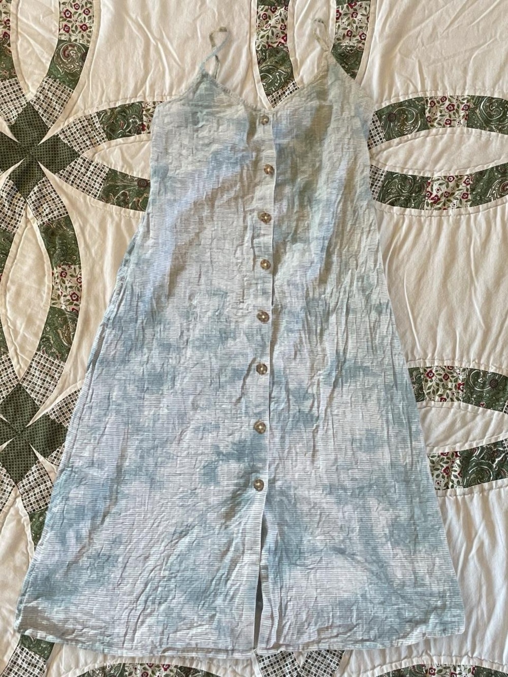 Roxy Light Blue Tie-Dye Button-Front Dress Size Small Beach Summer Coverup